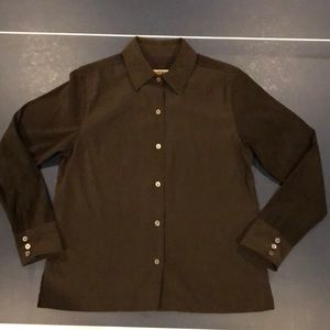 La Cabana Womens Button Down Suede Like Top